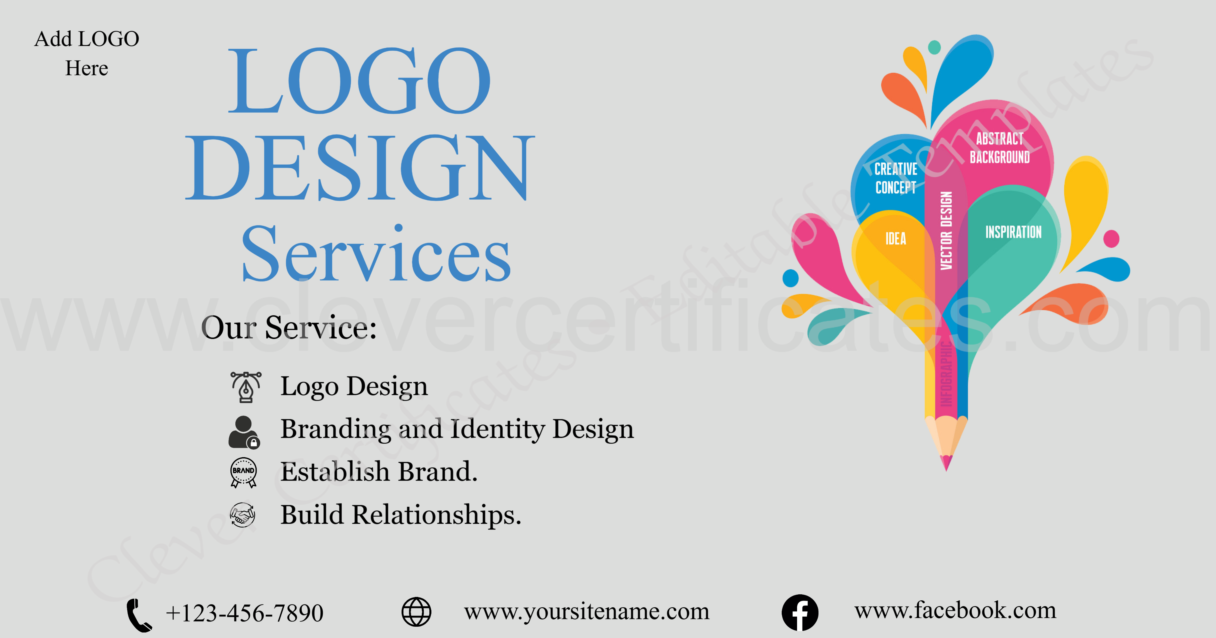 Editable Logo Design Service Facebook Post — Certificate Template Preview