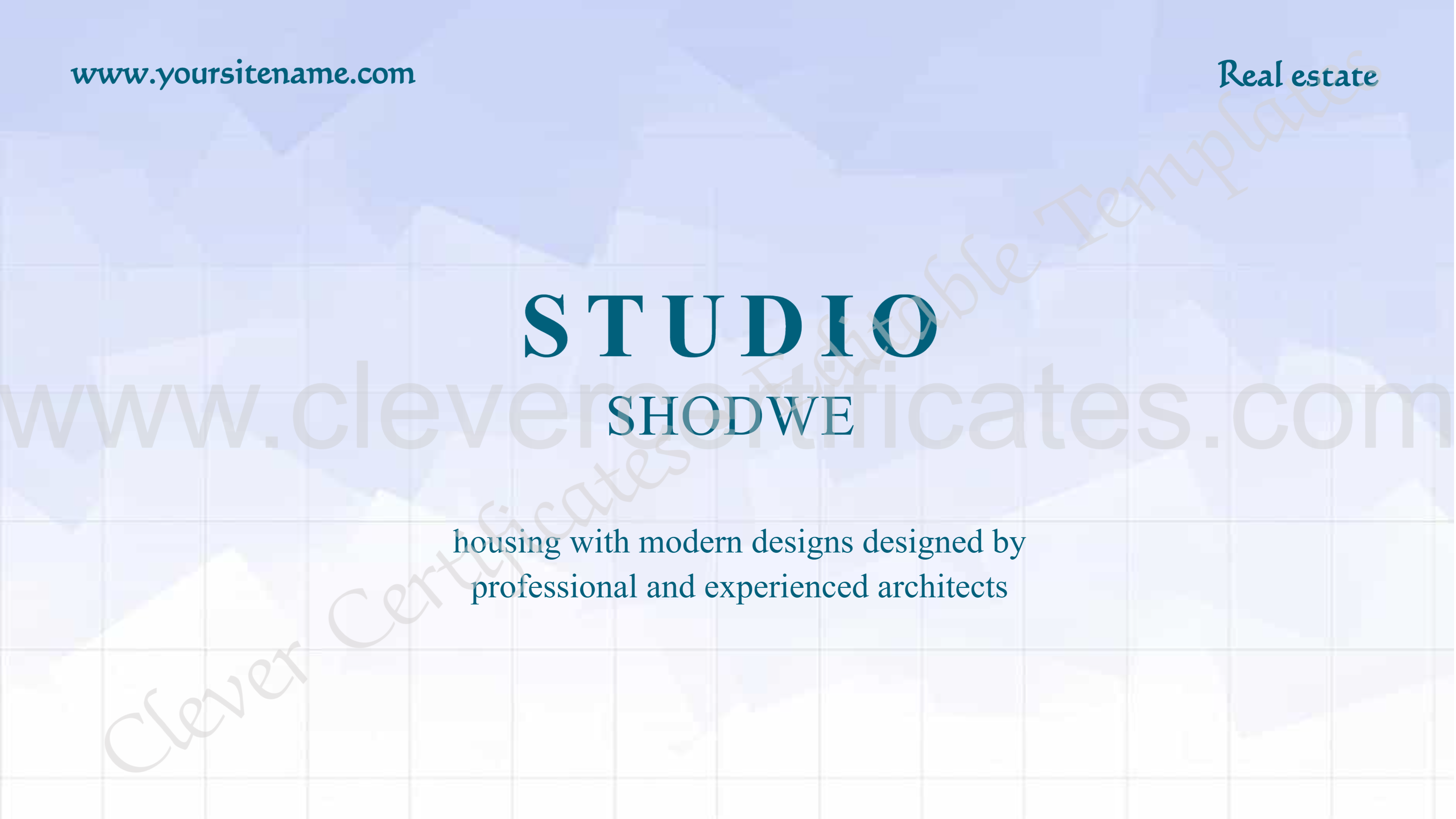 Editable Blue Real State Minimalist Trifold Brochure — Certificate Template Preview