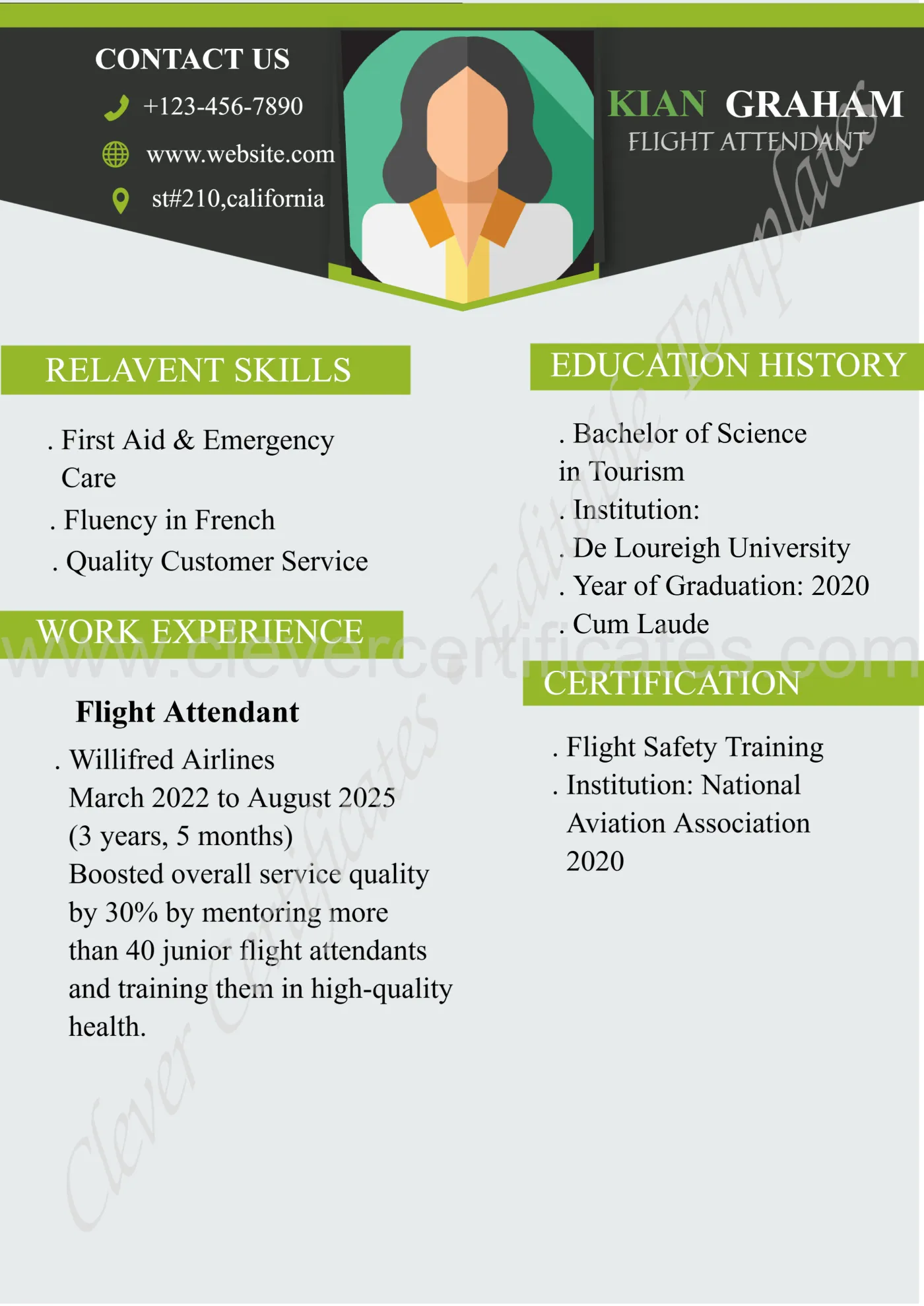 PROFESSIONAL STUDENTS CV — Certificate Template Preview