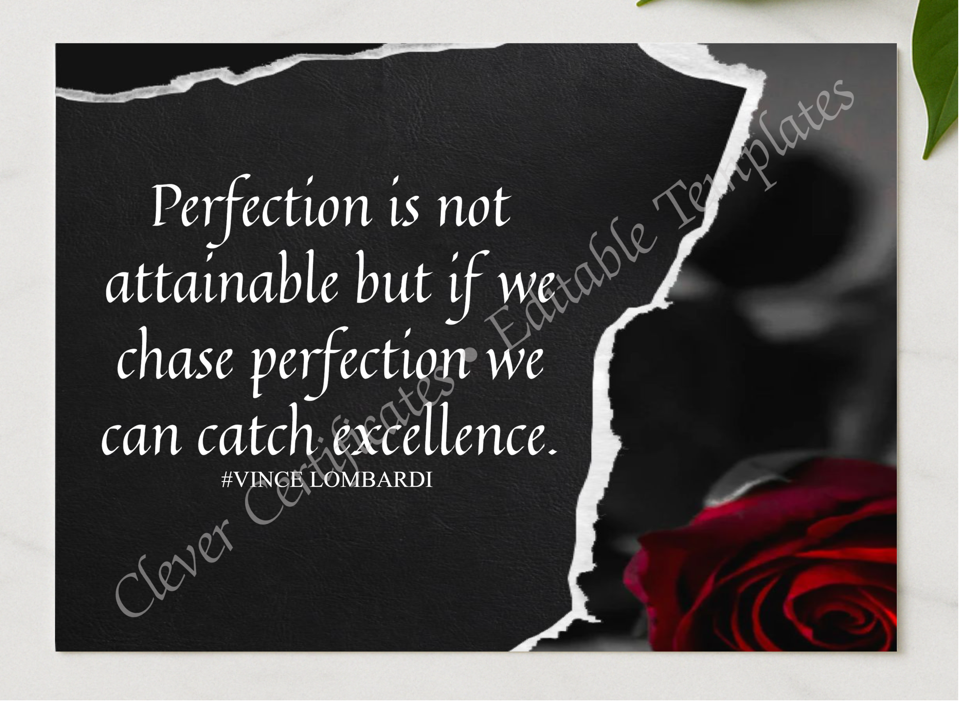 Modern Quote presented in a sleek wooden frame, elegantly arranged on a stylish table.