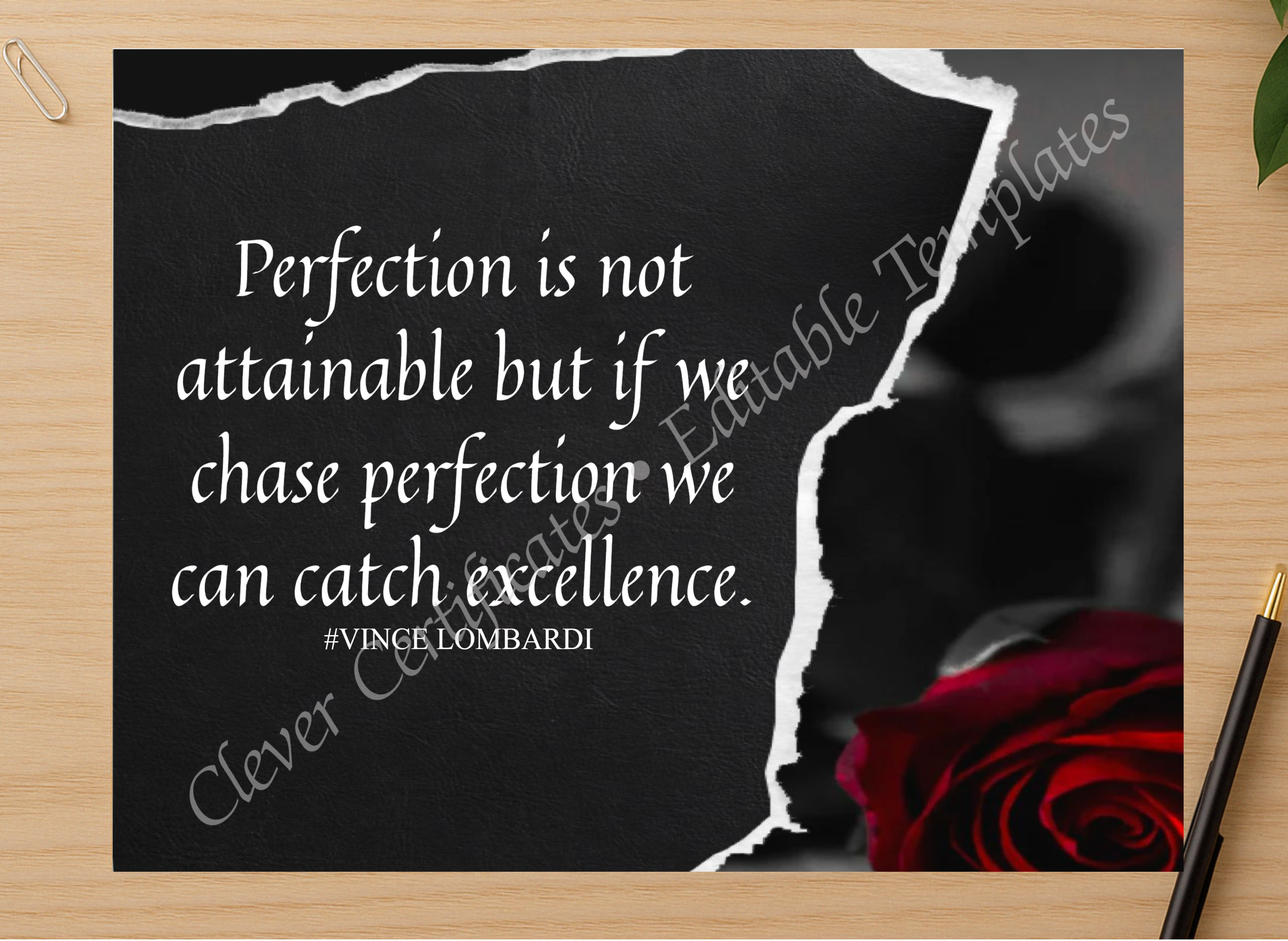 Professional preview of Modern Quote certificate on high-quality stationery paper, ideal for showcasing the final look.