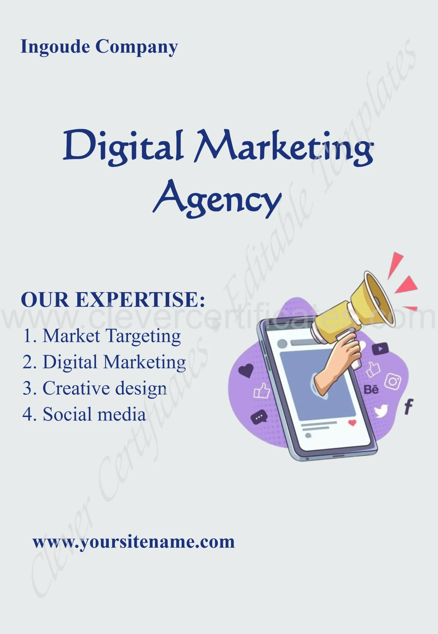Editable Modern Digital Marketing Agency Poster — Certificate Template Preview