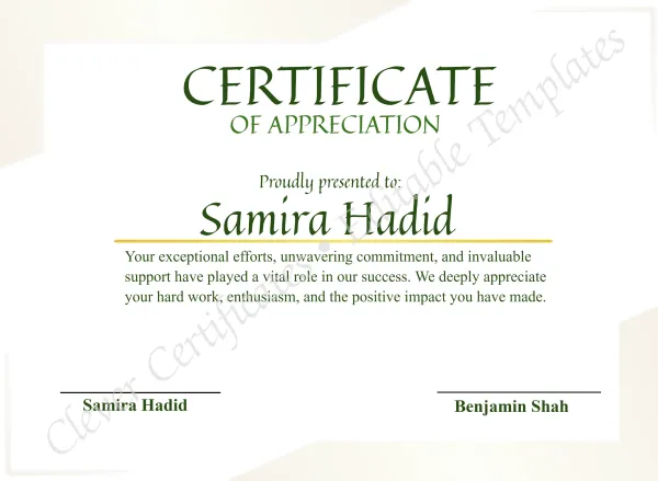 Printable Appreciation Certificate
