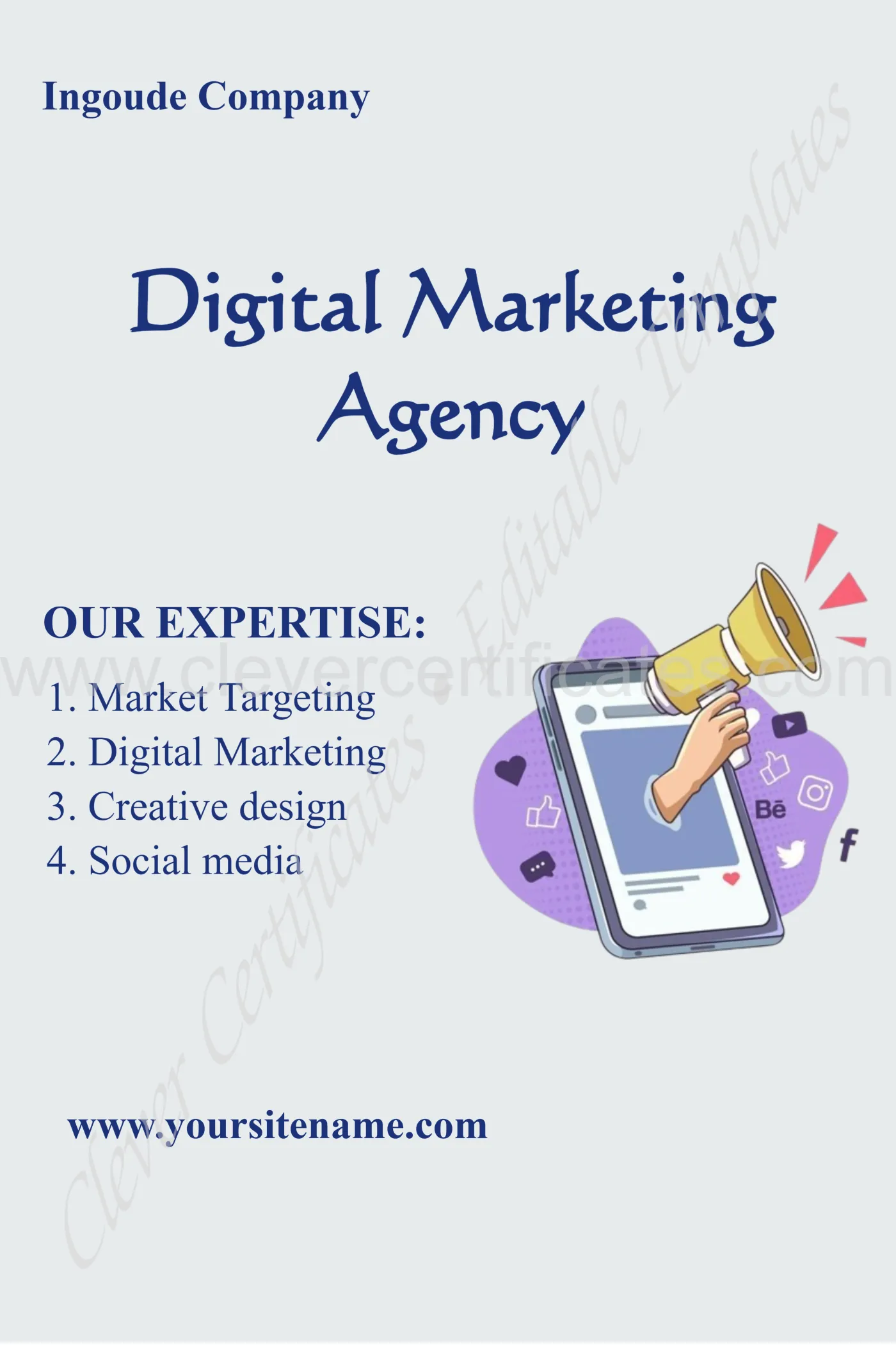 PRINTABLE DIGITAL MARKETING POSTER — Certificate Template Preview