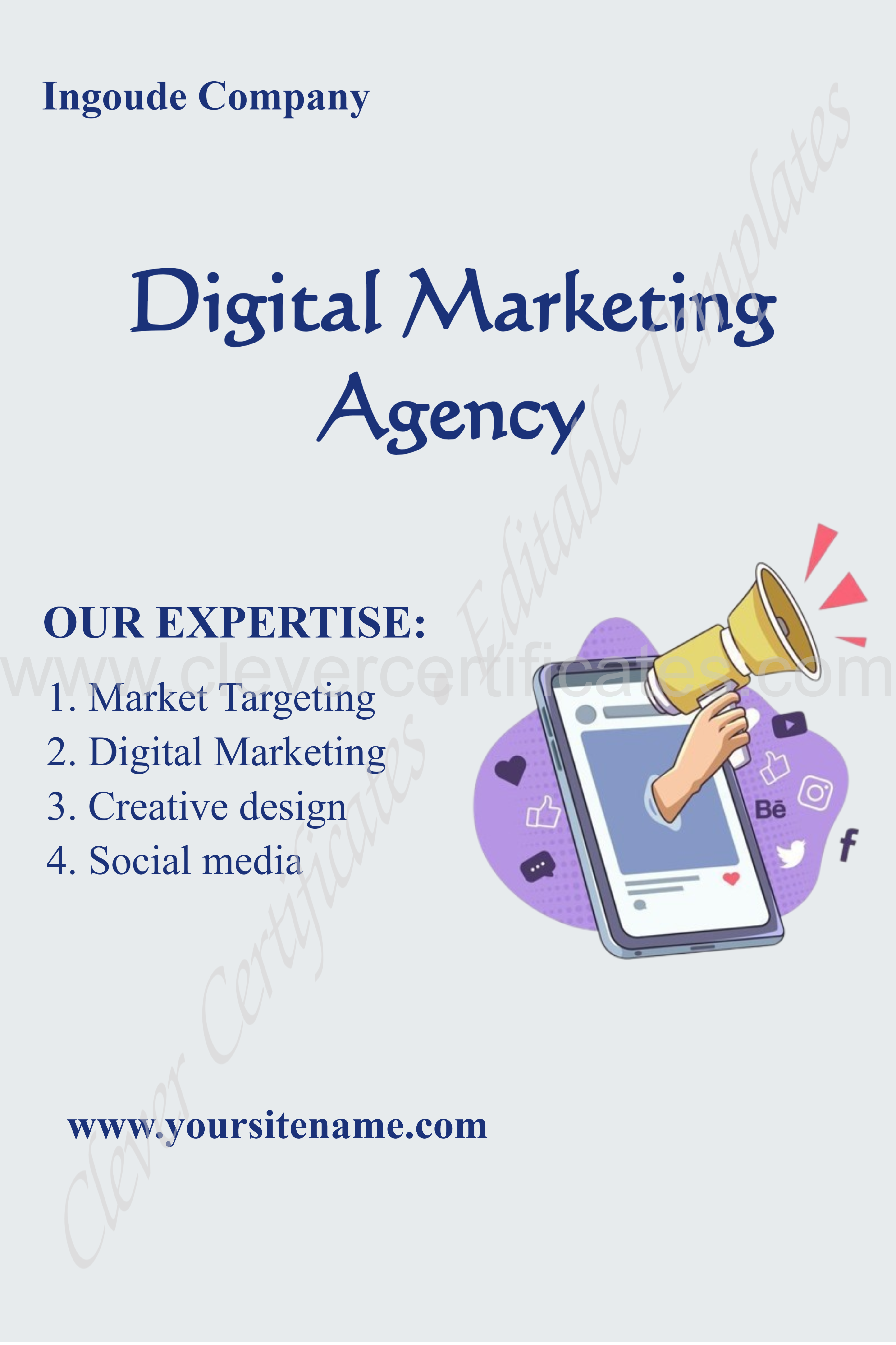 PRINTABLE DIGITAL MARKETING POSTER — Certificate Template Preview