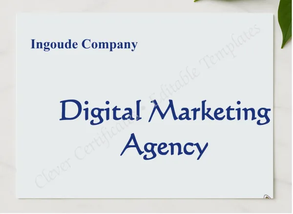 PRINTABLE DIGITAL MARKETING POSTER presented in a sleek wooden frame, elegantly arranged on a stylish table.