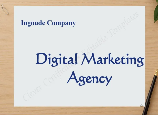 Professional preview of PRINTABLE DIGITAL MARKETING POSTER certificate on high-quality stationery paper, ideal for showcasing the final look.