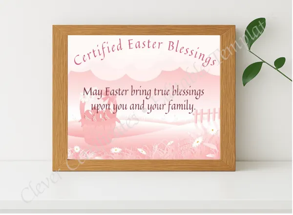 Realistic mockup featuring Certified Easter Blessings displayed within a modern frame, set against a minimalistic background.