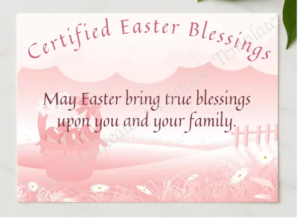 Certified Easter Blessings presented in a sleek wooden frame, elegantly arranged on a stylish table.