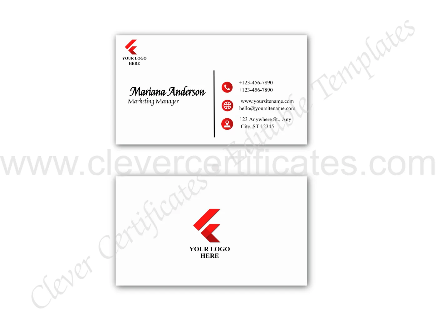 PRINTABLE BUSSINESS CARD — Certificate Template Preview