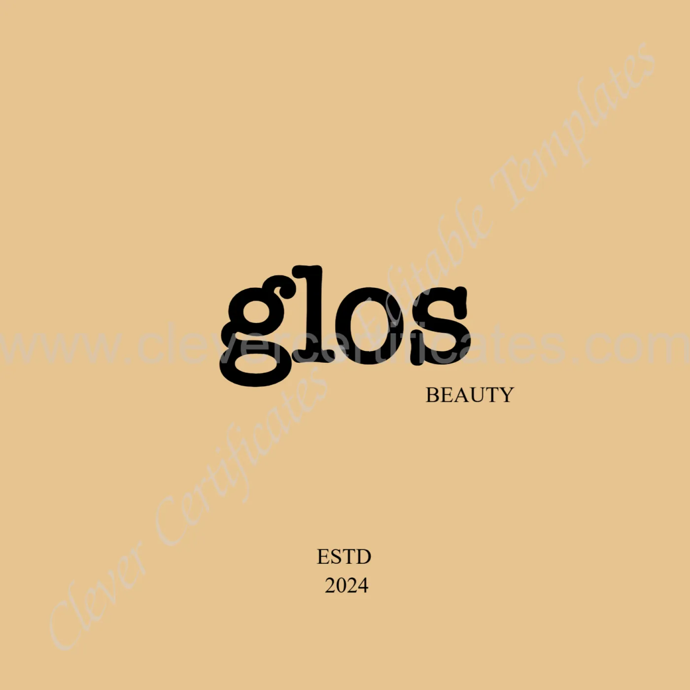 Editable Beige And White Aesthetic Minimalist Modern Typography Beauty Brand Logo — Certificate Template Preview
