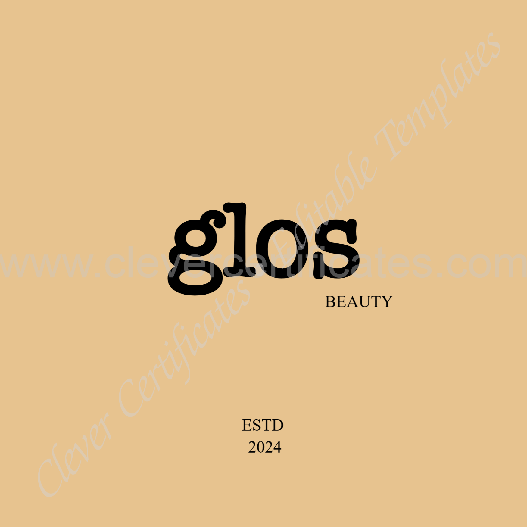 Editable Beige And White Aesthetic Minimalist Modern Typography Beauty Brand Logo — Certificate Template Preview