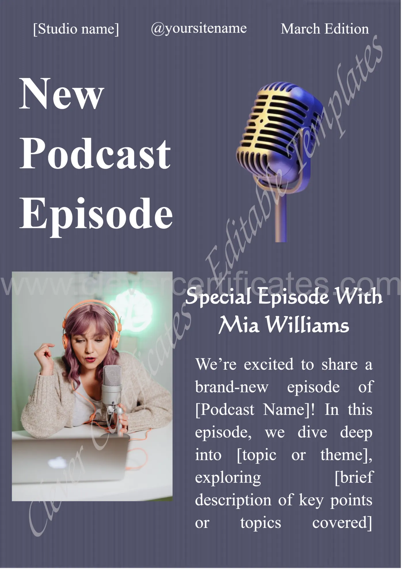 Elegant Minimalist New Podcast Episode Newsletter — Certificate Template Preview