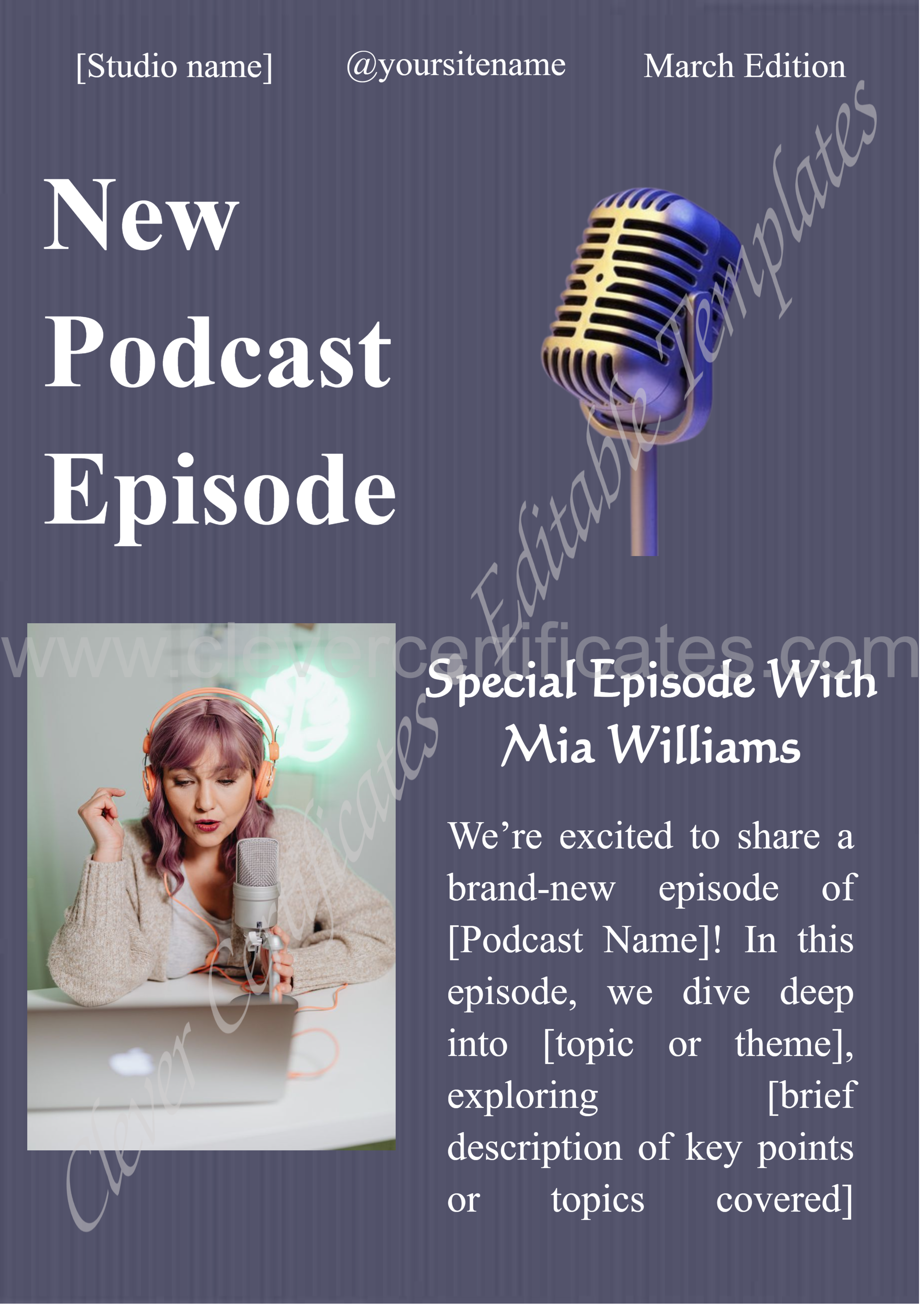 Elegant Minimalist New Podcast Episode Newsletter — Certificate Template Preview