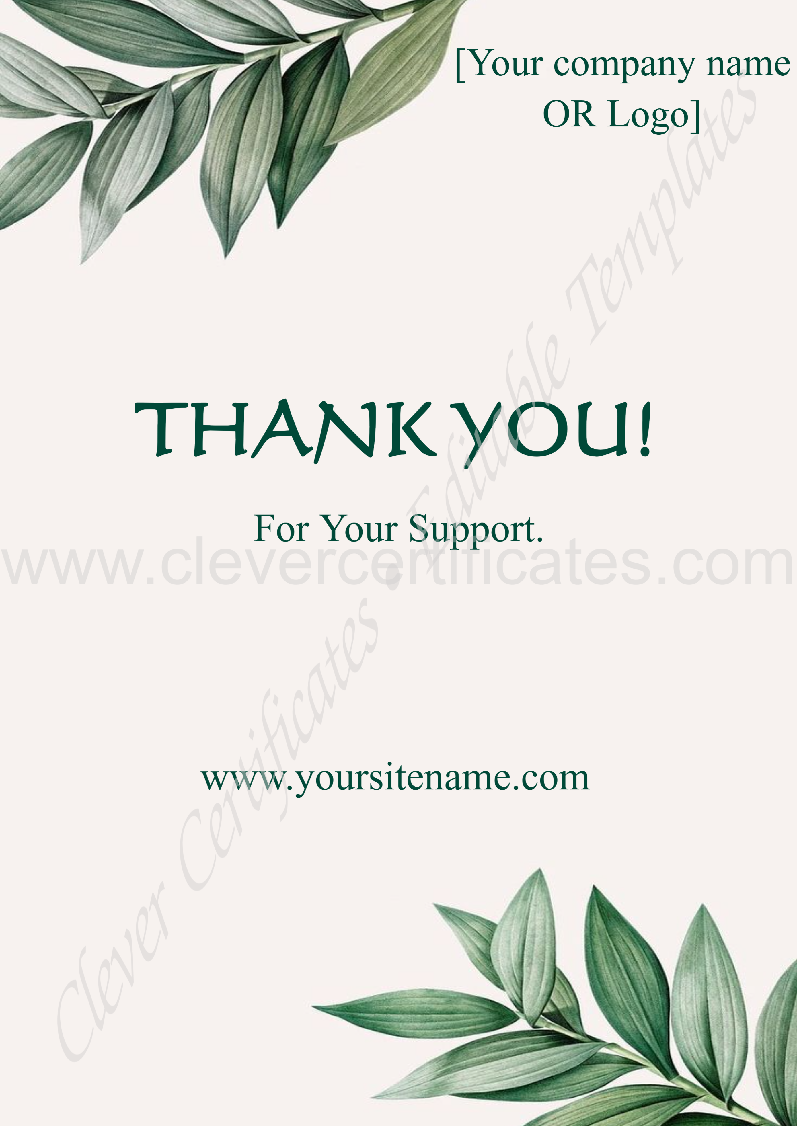 Green And White Thank You Flyers — Certificate Template Preview