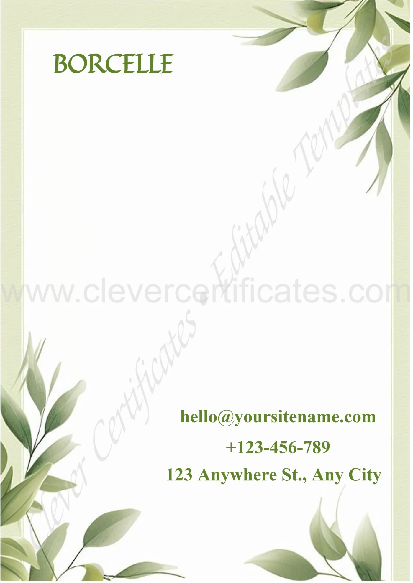 White Delicate Professional Letterhead — Certificate Template Preview