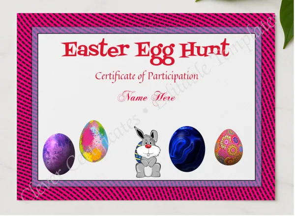 Easter Egg Hunt Award presented in a sleek wooden frame, elegantly arranged on a stylish table.