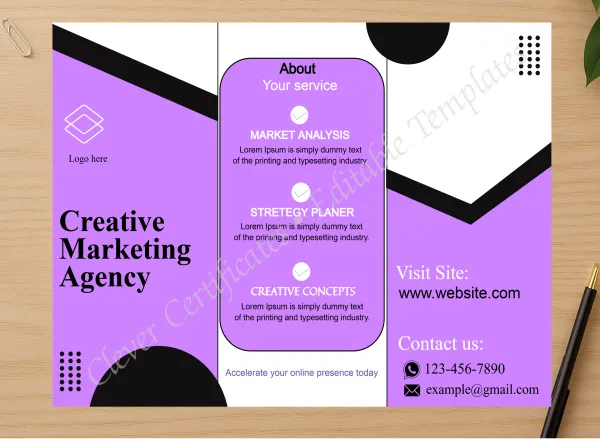 Professional preview of Brochure Design certificate on high-quality stationery paper, ideal for showcasing the final look.