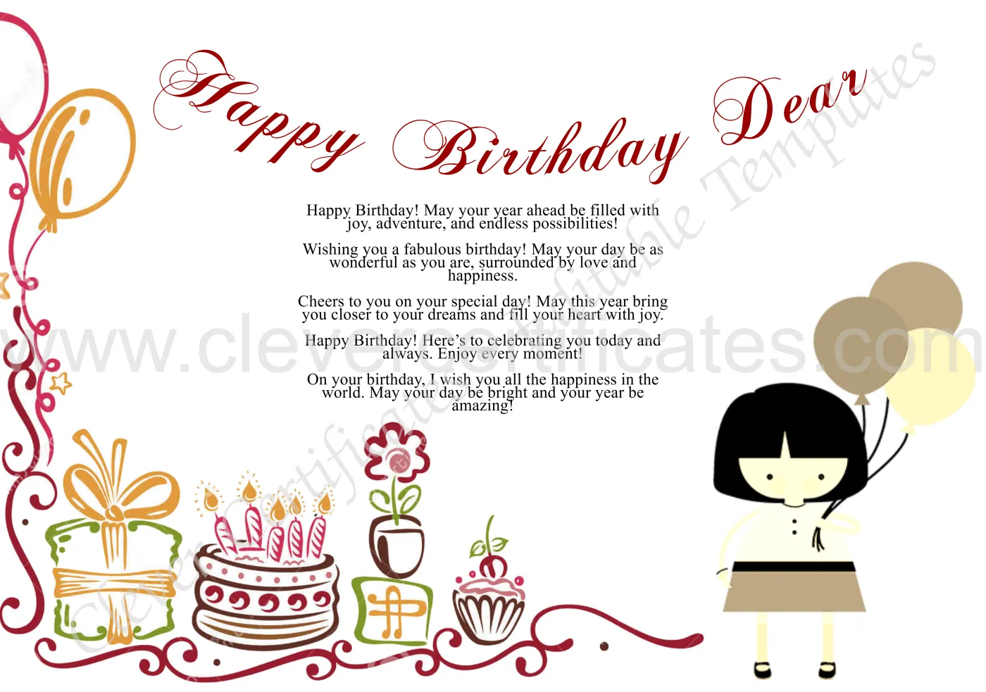 BIRTHDAY DESIGN — Certificate Template Preview
