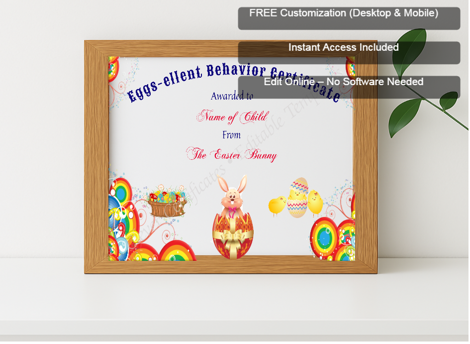 Premium mockup with Free Editor badge stack for Eggs Ellent Behavior Award