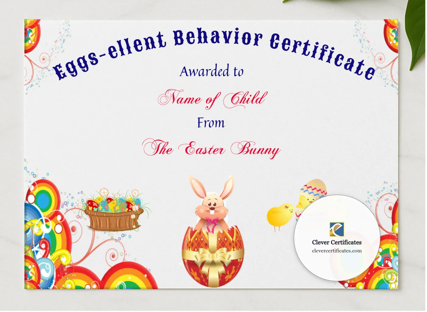 Eggs Ellent Behavior Award presented in a sleek wooden frame, elegantly arranged on a stylish table.