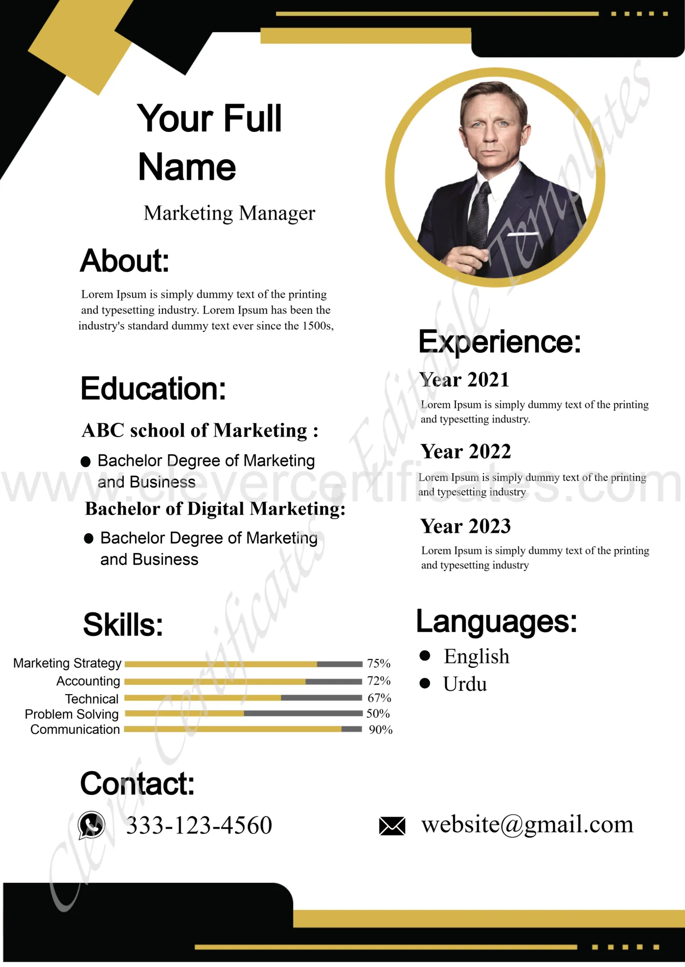 Resume Design — Certificate Template Preview