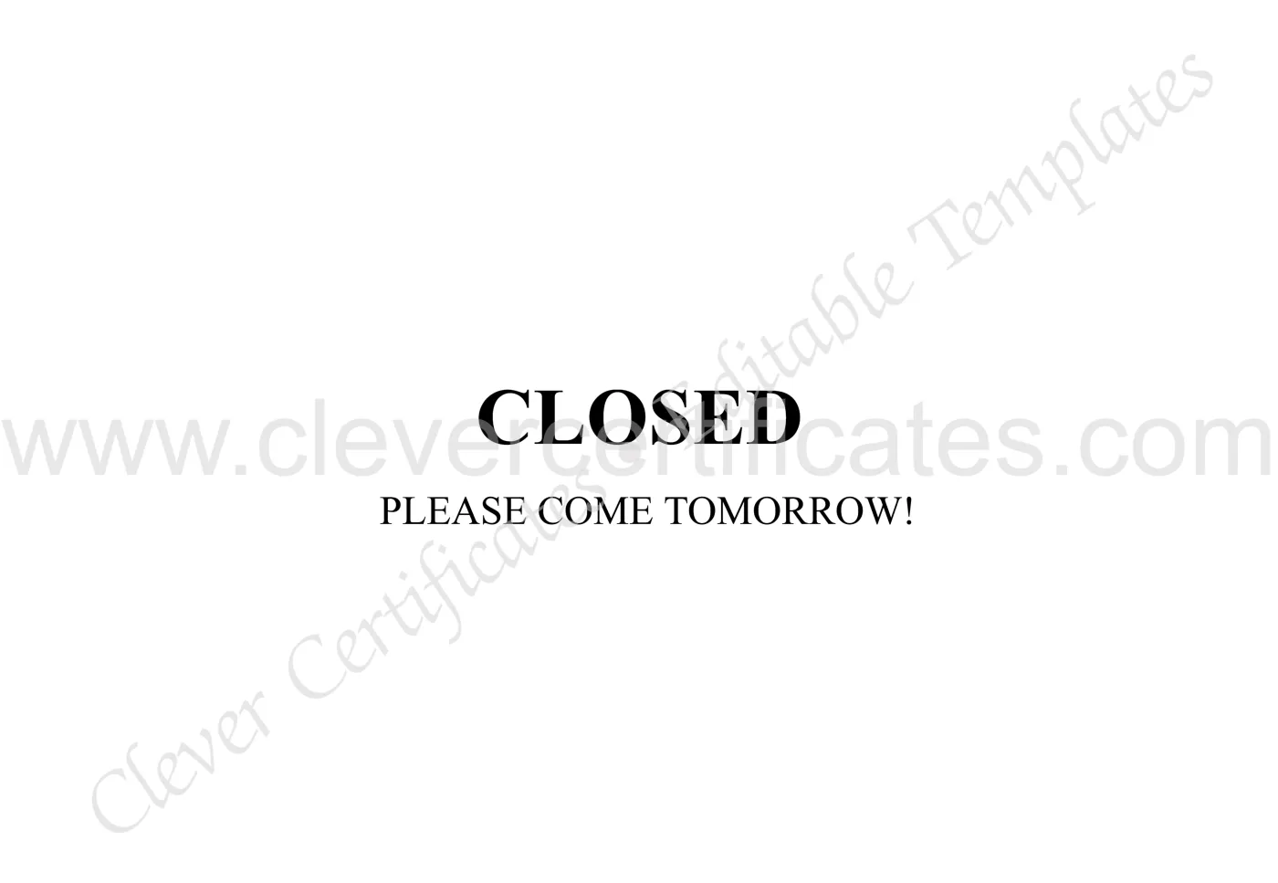 Black Closed Sign Poster — Certificate Template Preview