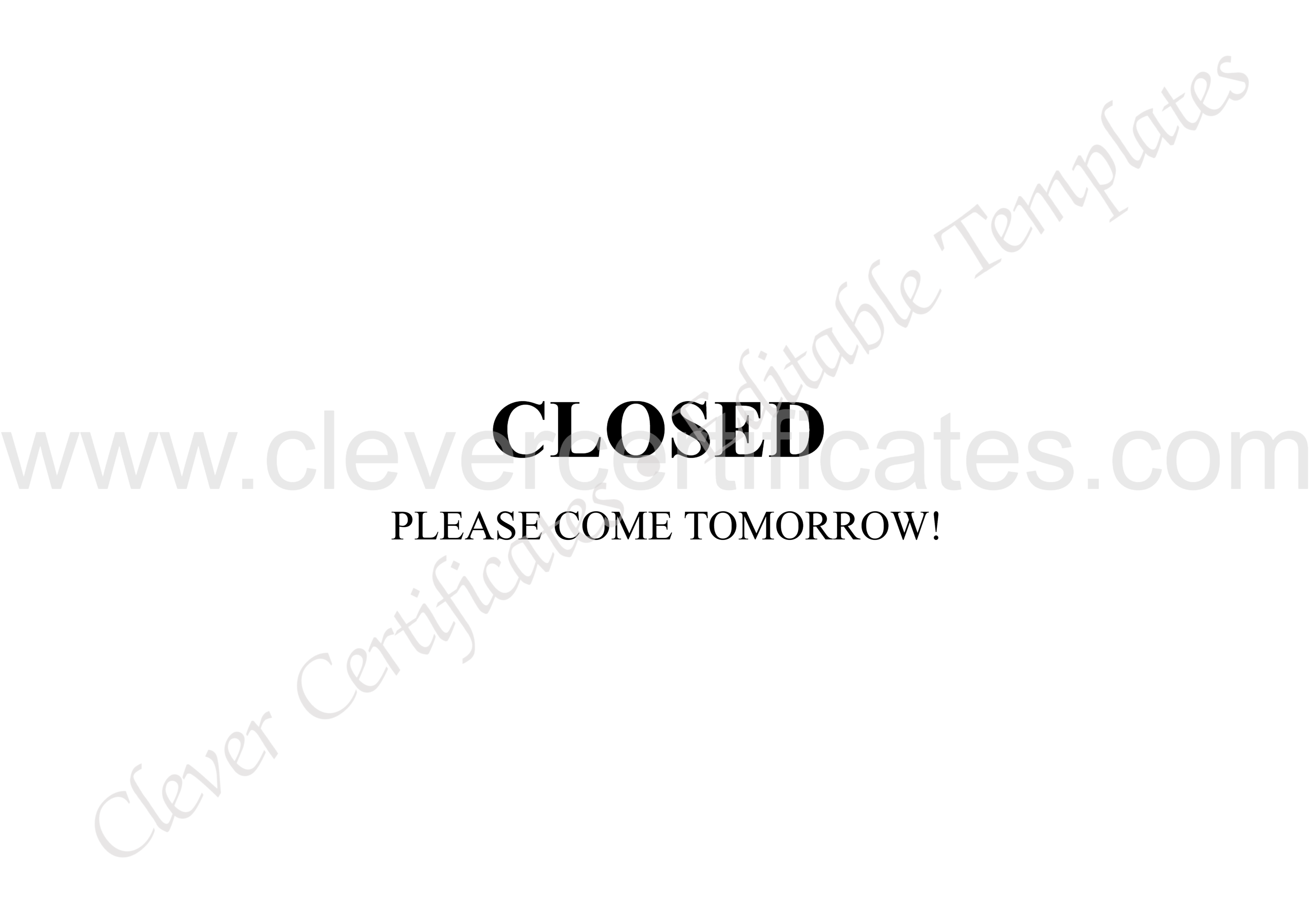 Black Closed Sign Poster — Certificate Template Preview