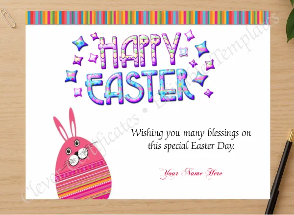Professional preview of Happy Easter Certificate certificate on high-quality stationery paper, ideal for showcasing the final look.