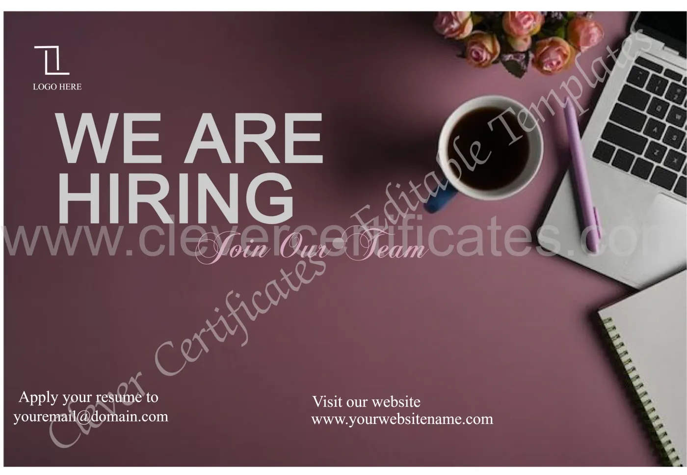 A3 Landscape Hiring Design — Certificate Template Preview