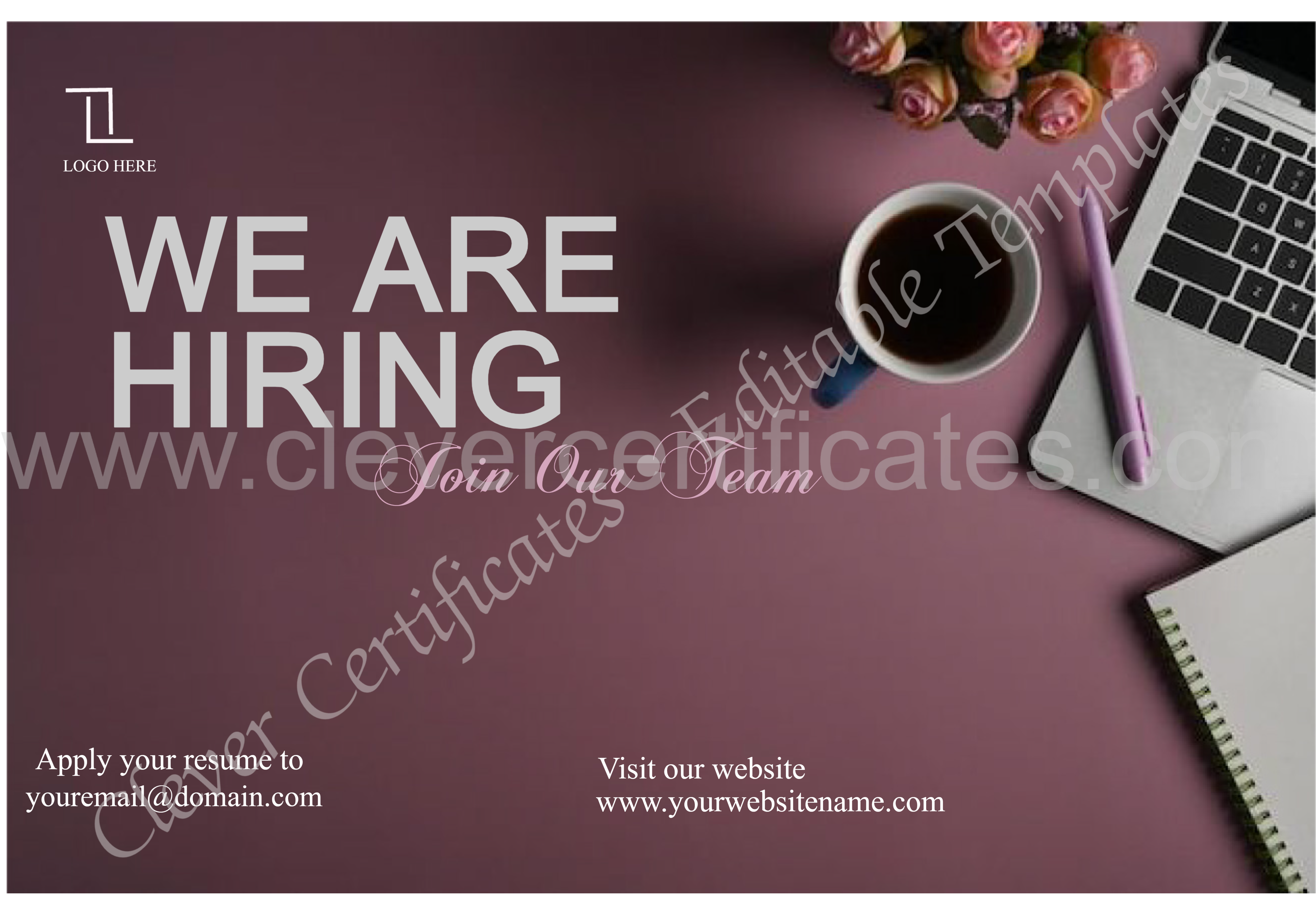 A3 Landscape Hiring Design — Certificate Template Preview