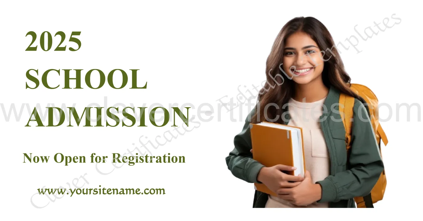 Editable Green Modern Minimalist School Admission Facebook Ad — Certificate Template Preview