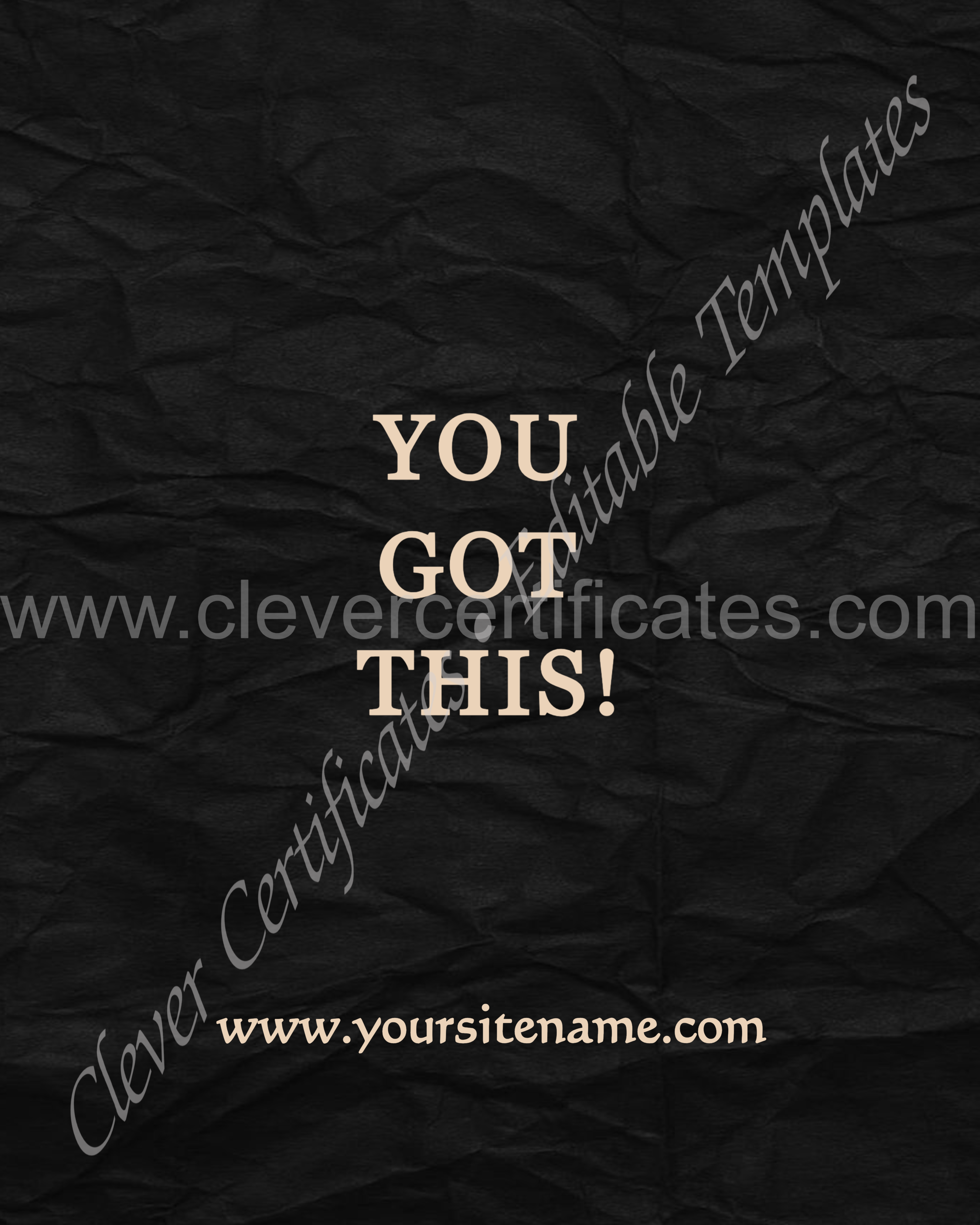Editable Dark Black Beige Grunge Motivational Quote Instagram Post — Certificate Template Preview