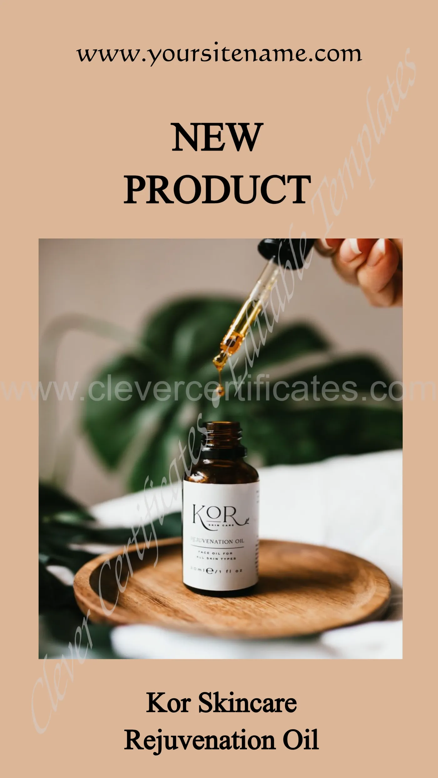 Editable Brown New Skincare Product Launch Story — Certificate Template Preview