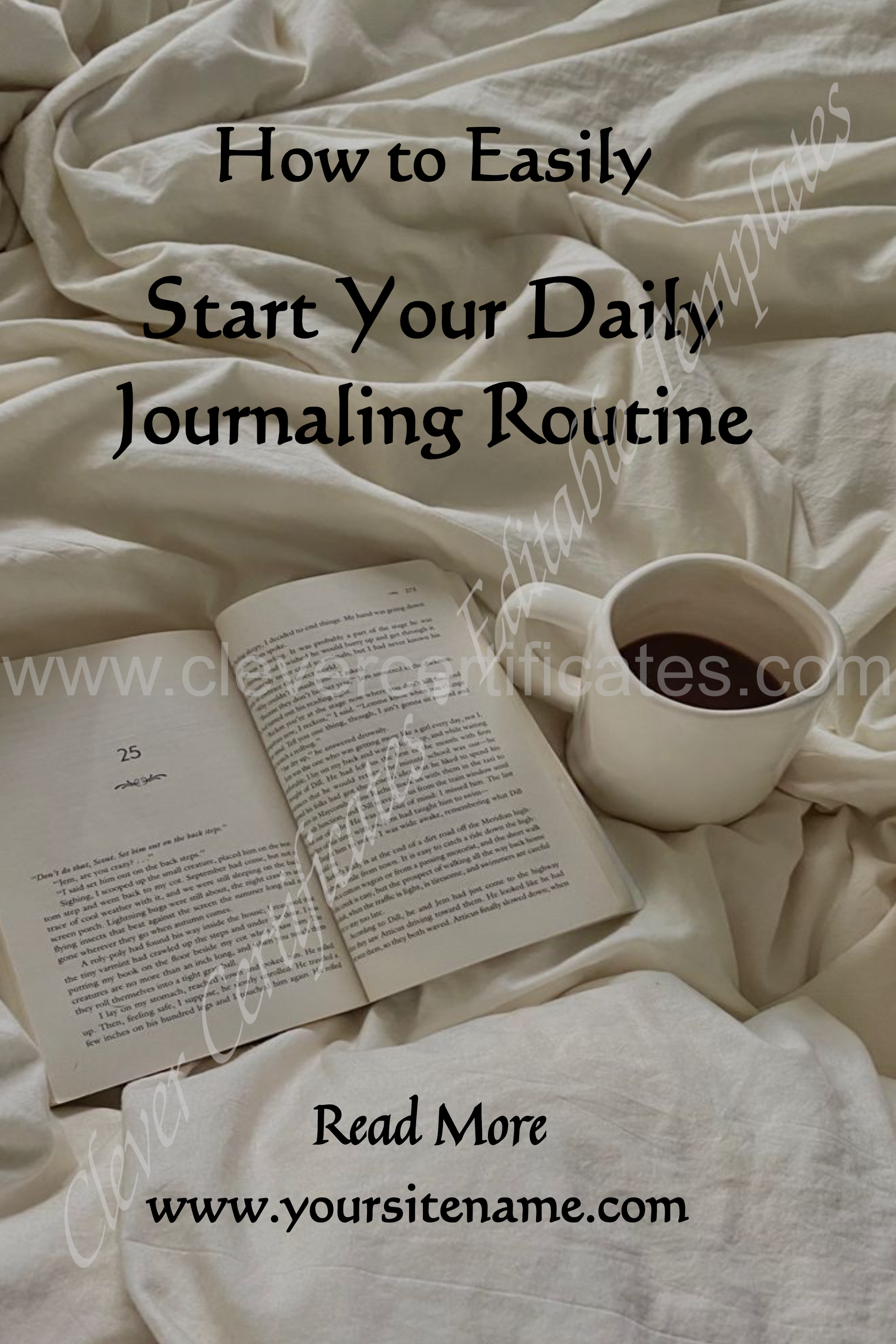 Editable Minimalist Journaling Tips Pinterest Pin — Certificate Template Preview