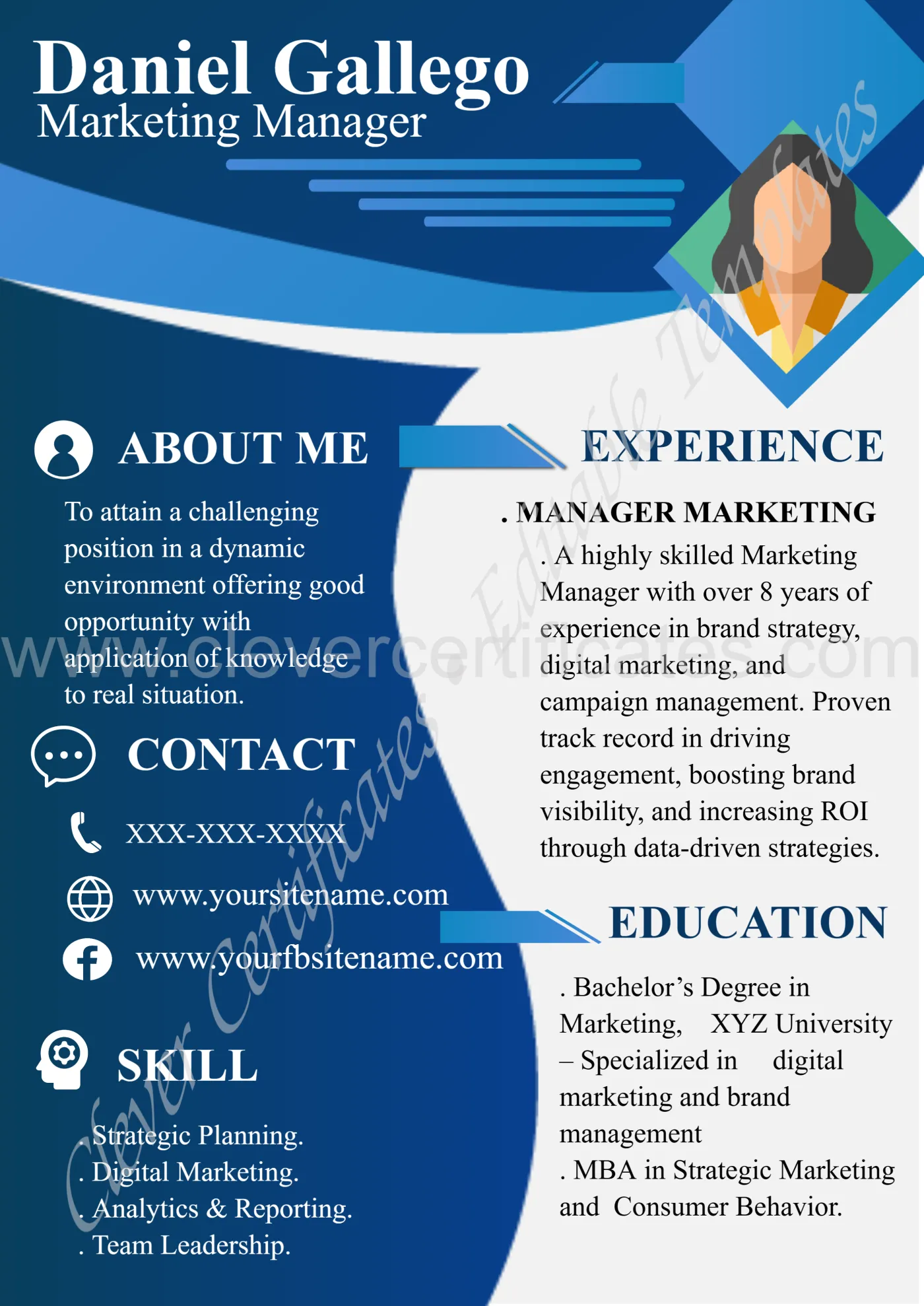 PROFESSIONAL RESUME — Certificate Template Preview