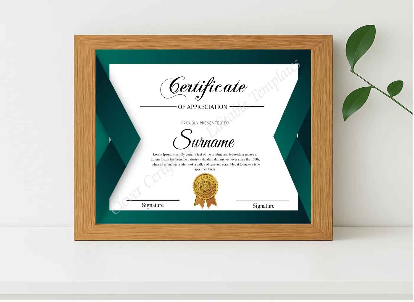 Realistic mockup featuring Certificate Design displayed within a modern frame, set against a minimalistic background.