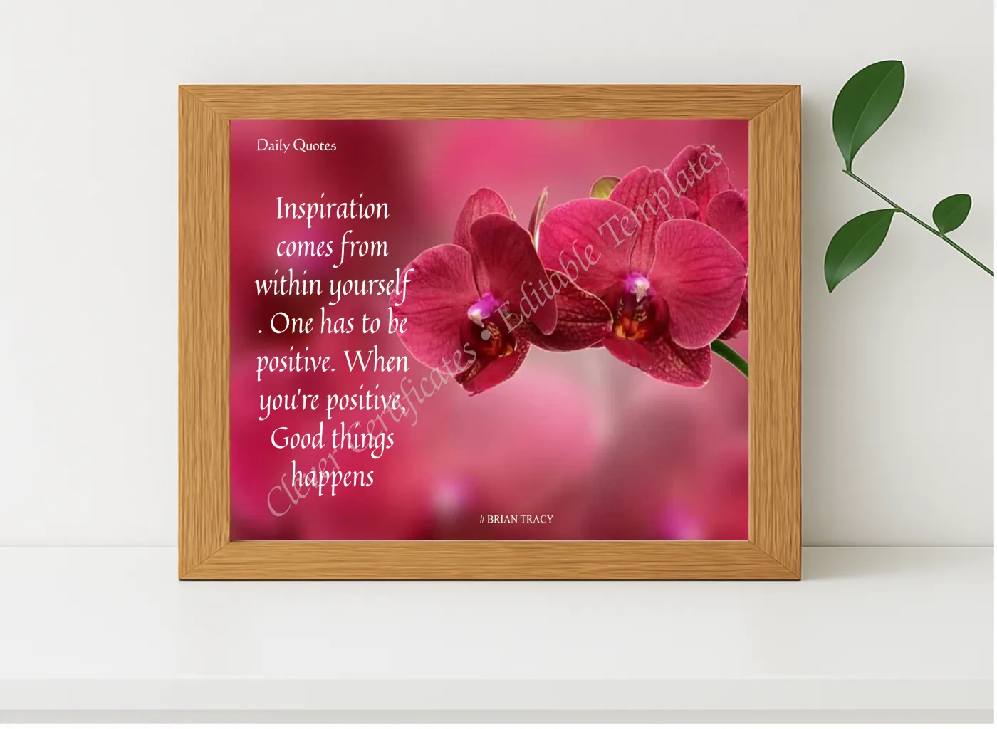 Realistic mockup featuring EDITABLE MOTIVATIONALQUOTE displayed within a modern frame, set against a minimalistic background.