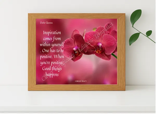 Realistic mockup featuring EDITABLE MOTIVATIONALQUOTE displayed within a modern frame, set against a minimalistic background.