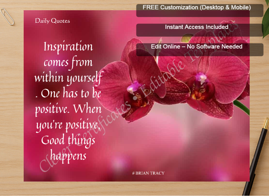 Zoomed preview with Free Editor badge stack for EDITABLE MOTIVATIONALQUOTE