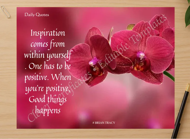 Professional preview of EDITABLE MOTIVATIONALQUOTE certificate on high-quality stationery paper, ideal for showcasing the final look.