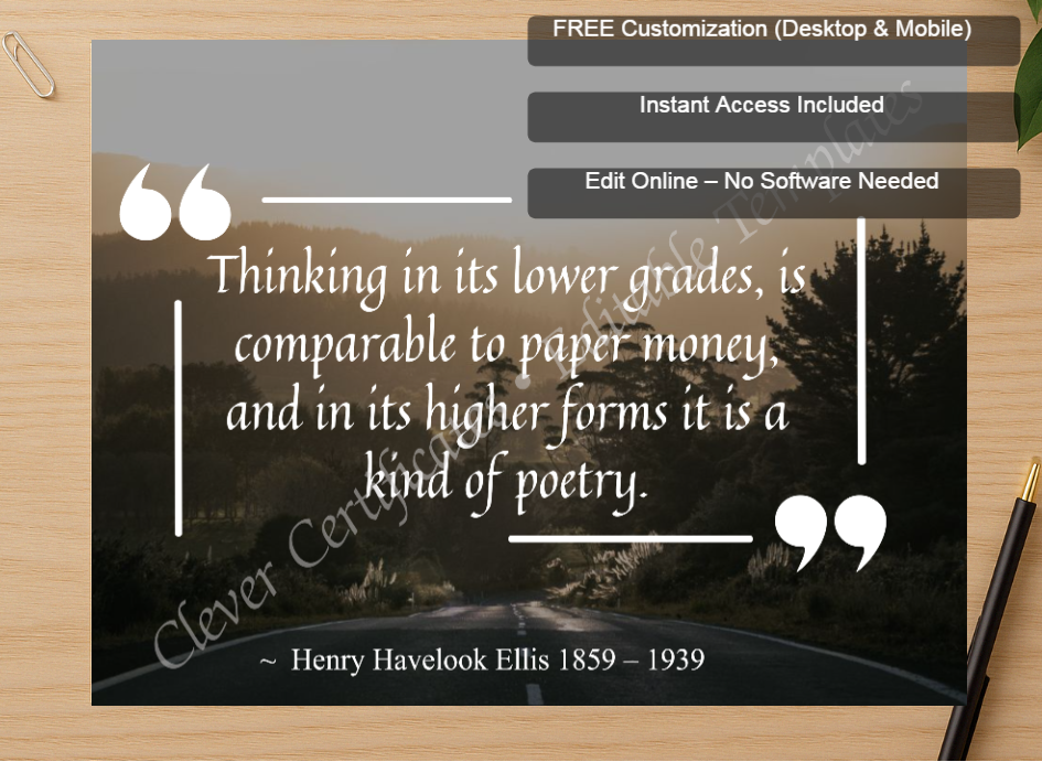 Zoomed preview with Free Editor badge stack for Inspirational Quote