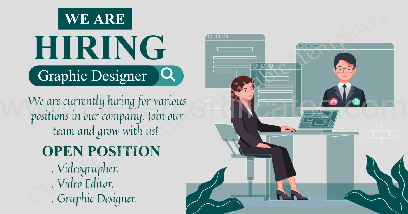 Editable graphic designer hiring facebook post — Certificate Template Preview