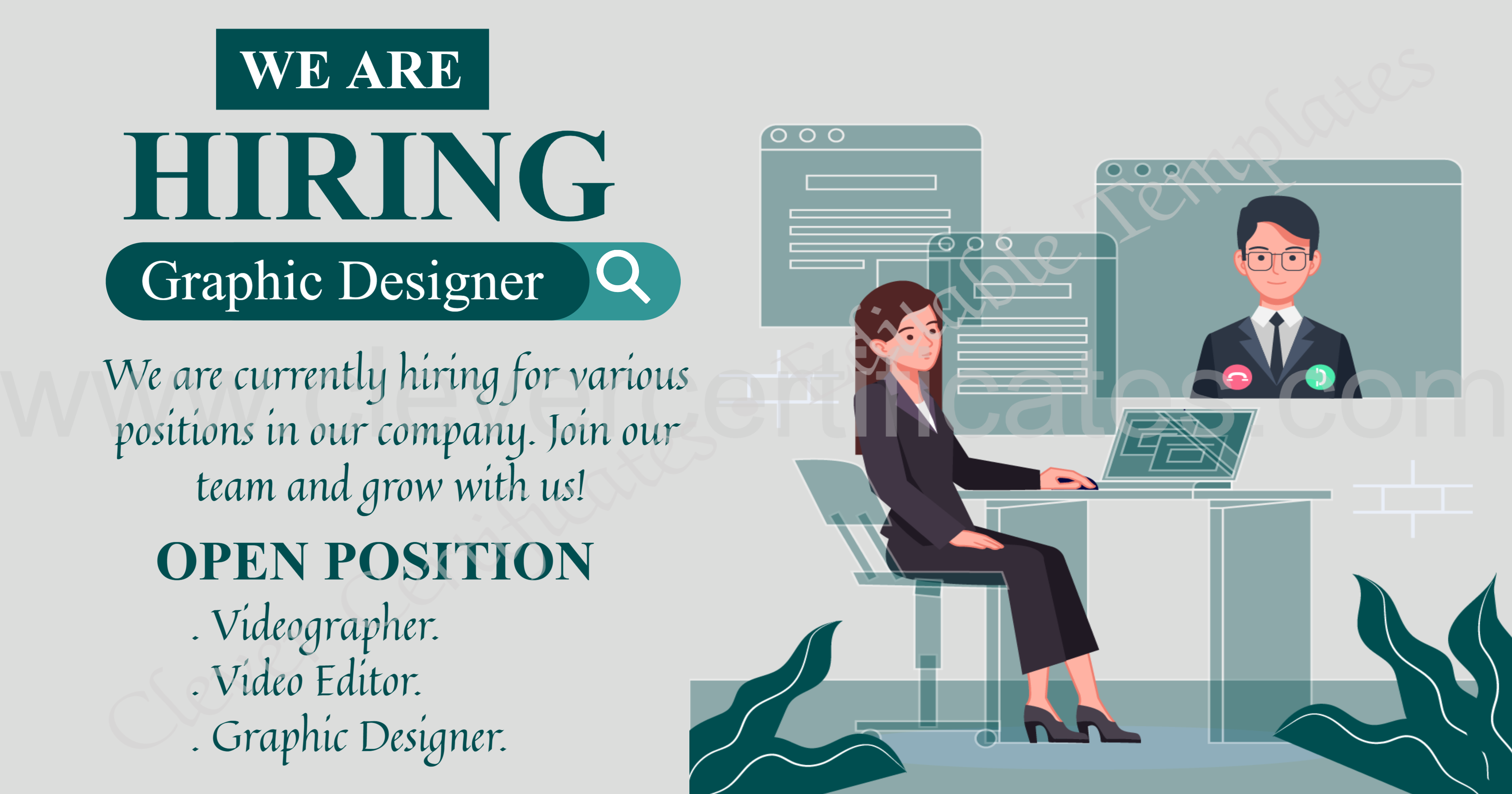 Editable graphic designer hiring facebook post — Certificate Template Preview