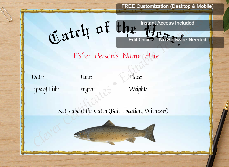 Zoomed preview with Free Editor badge stack for Catch Of The Year Award