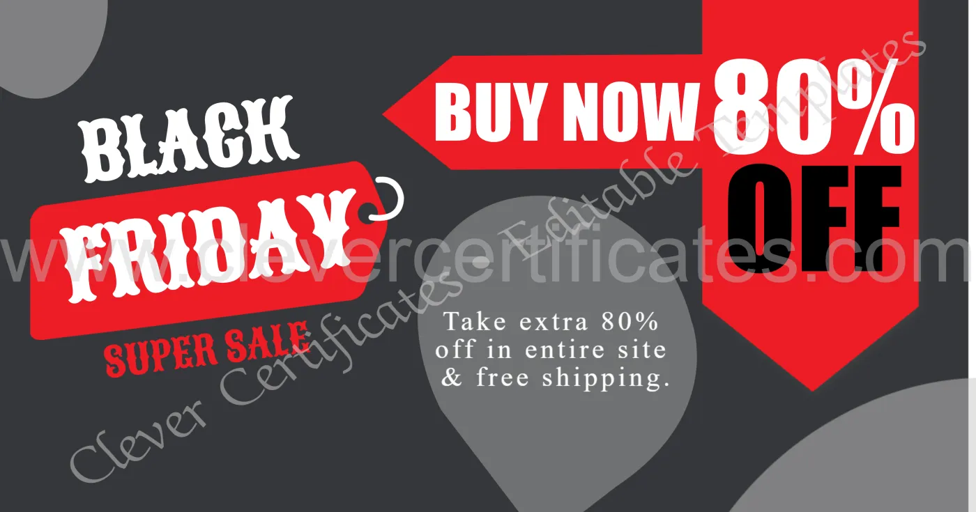 Editable Black Friday Sale Facebook Banner — Certificate Template Preview