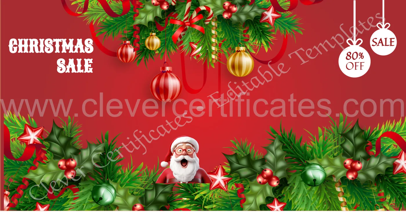 Editable Christmas Sale Facebook Banner — Certificate Template Preview