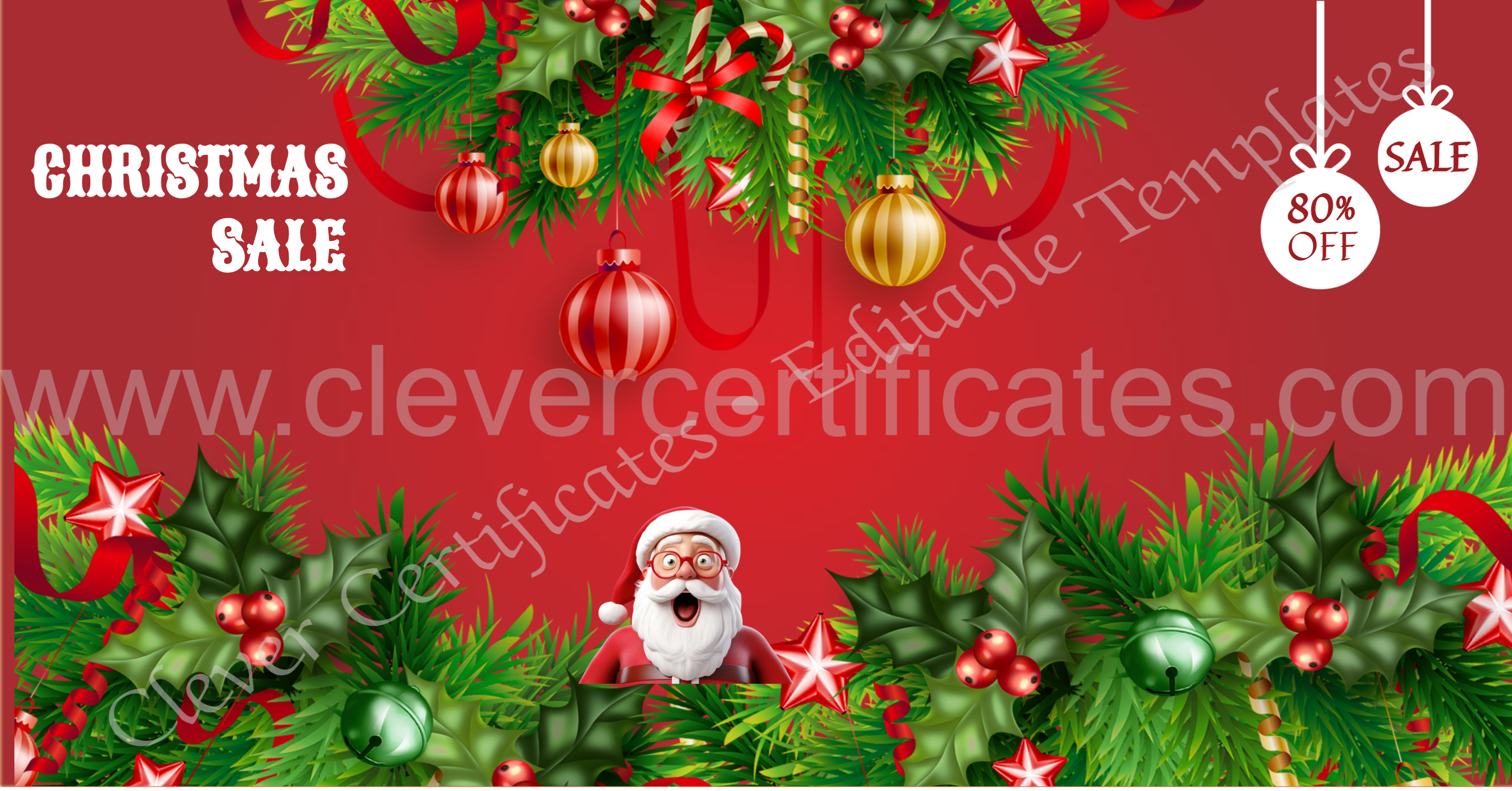 Editable Christmas Sale Facebook Banner — Certificate Template Preview