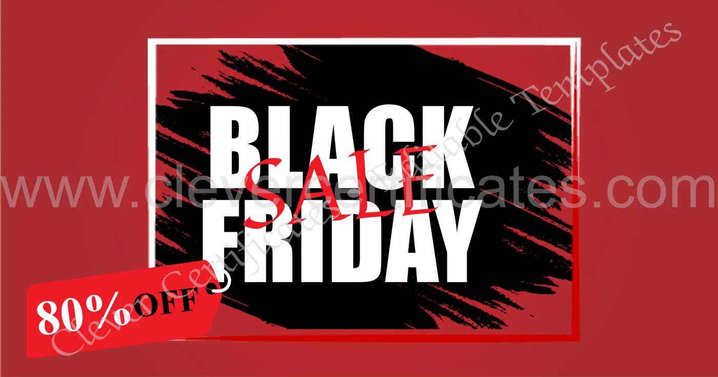 Black Friday Sale Upto 80 Percent Off Facebook Post — Certificate Template Preview
