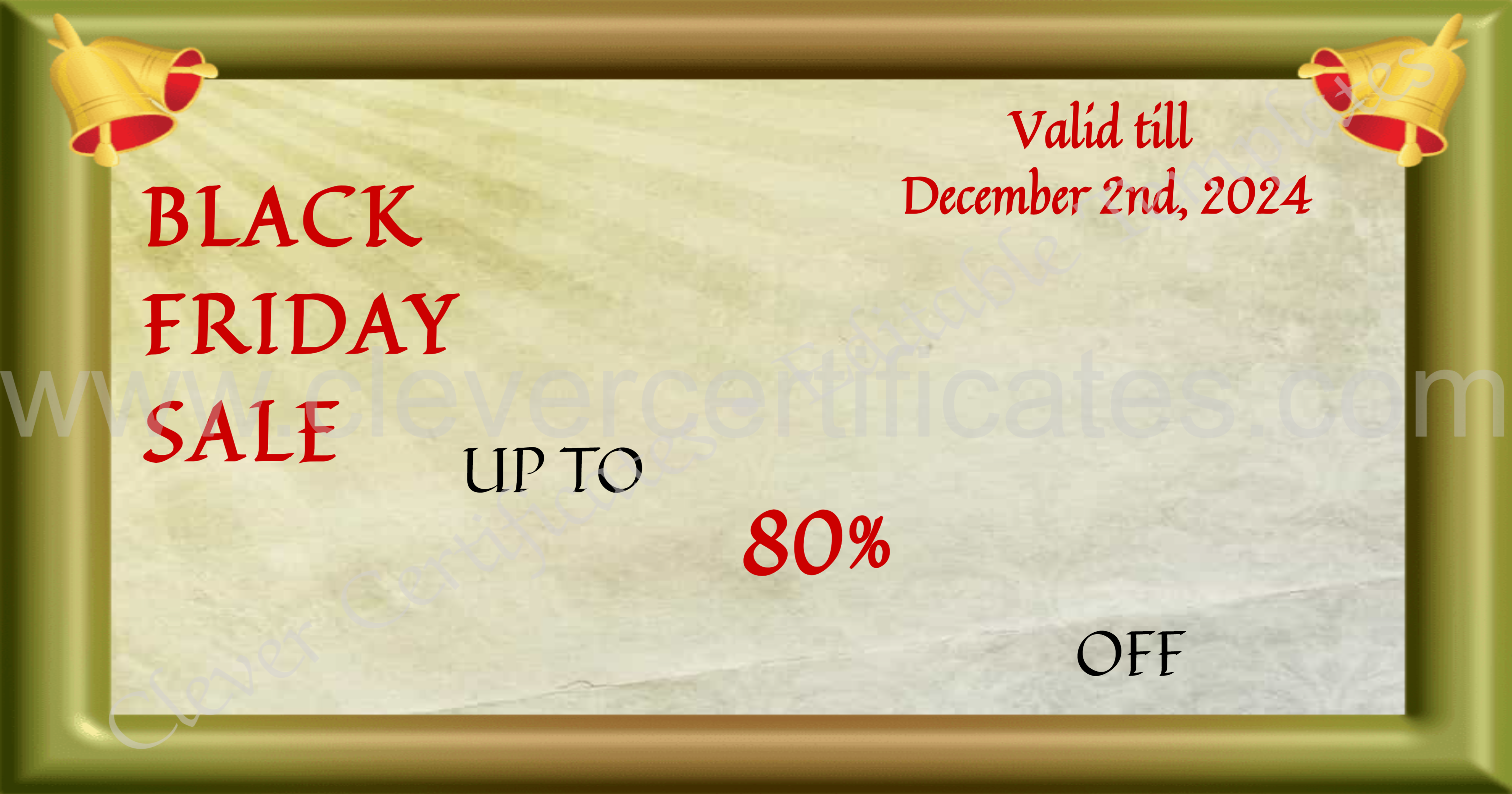 Editable Black Friday Sale Up To 80 Percent Off — Certificate Template Preview